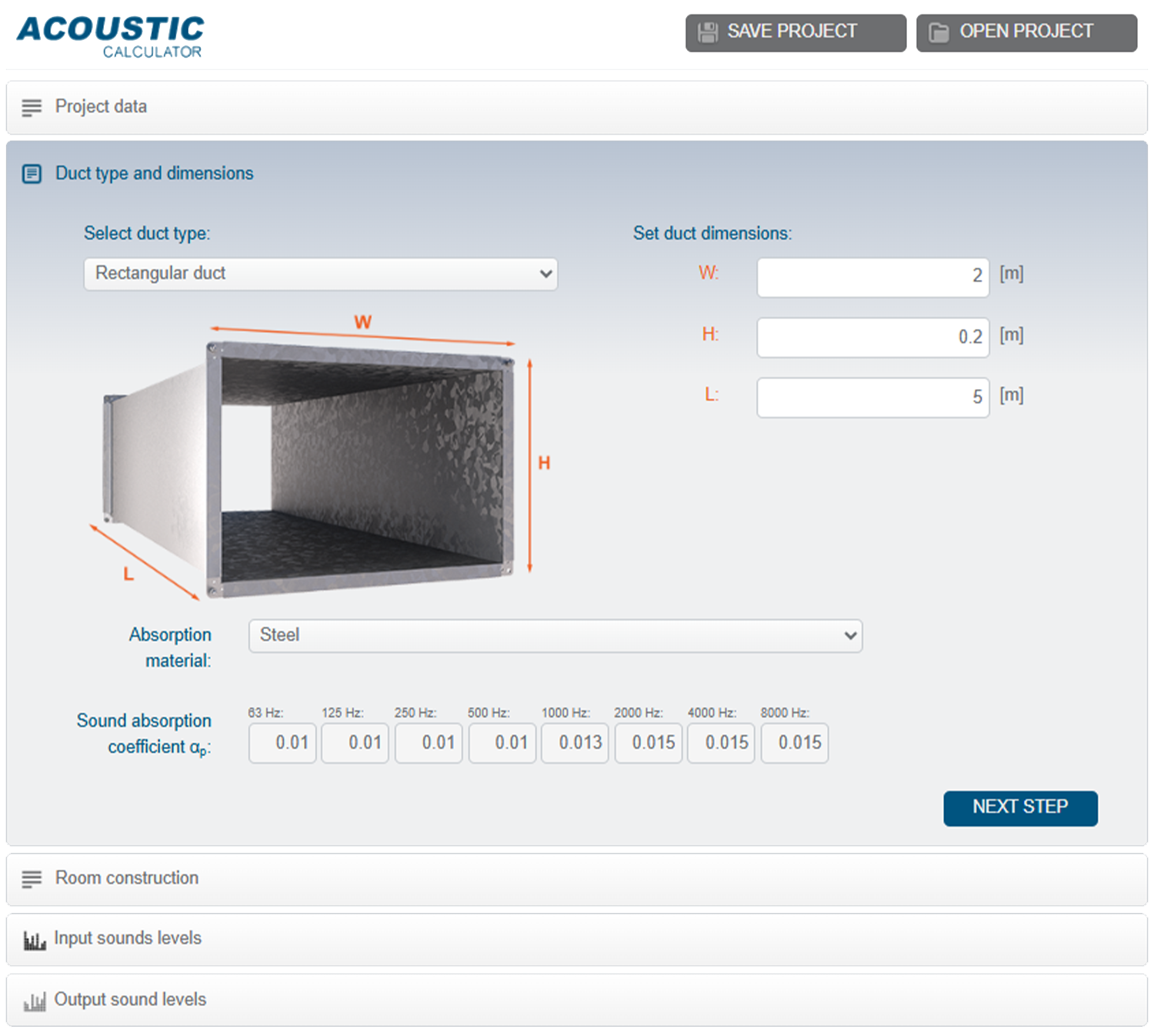 AeroSound calculation software interface